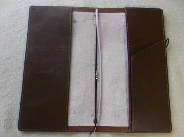 トラベラーズノートカバー 牛革、刻印＆拭き染め カードポケット付き