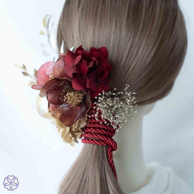 水引 和装 髪飾り かんざし かんざし ヘアアクセサリー 水引 椿 髪飾り
