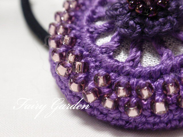 レースモチーフのヘアゴム（紫） | iichi 日々の暮らしを心地よくする