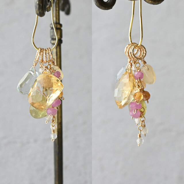 オパールシトリンネックレスセット ネックレストップセット（シトリン・モスアクアマリン・オパール etc