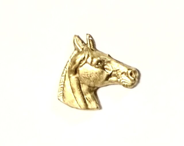 馬の肖像画 ゴールドフレーム付き アメリカ製 馬 真鍮 ピンブローチ】横顔 2026 ゴールドカラー | iichi