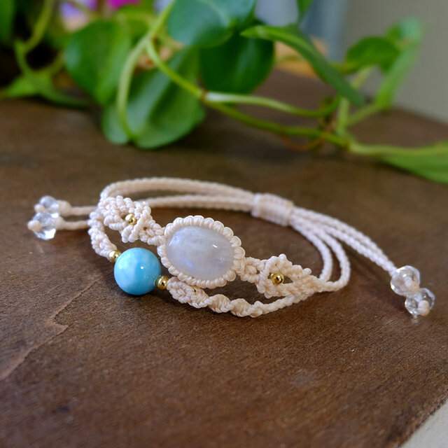 ムーンストーン（スリランカ産）・ラリマー（ドミニカ共和国産）約10mm