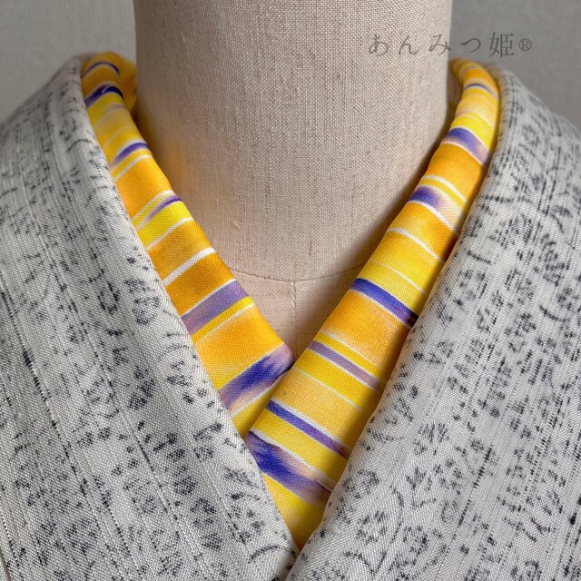 綿の半衿 紫紺よろけ縞