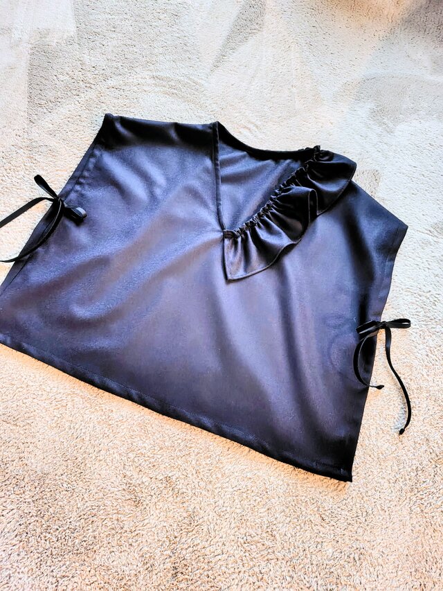 濃紺上質ウールサイドリボンベスト