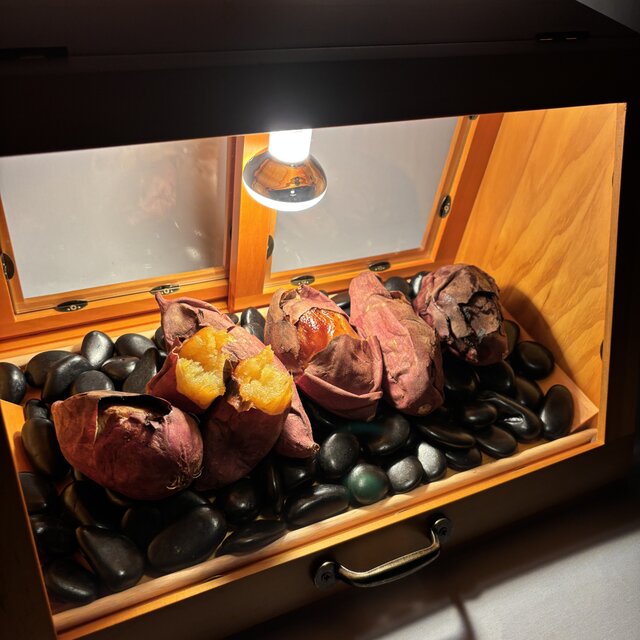 木製ホットショーケース 焼き芋保温ディスプレイケース【ナチュラル