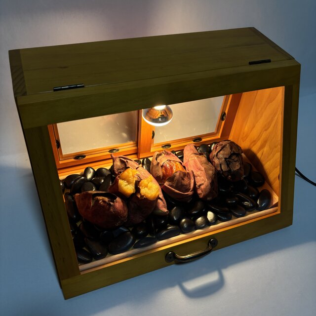 木製ホットショーケース 焼き芋保温ディスプレイケース【ナチュラル