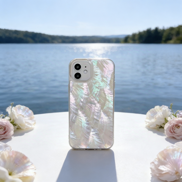 iPhone 17 16 15 14 13 ケース 螺鈿風 天然貝シェル 静か 全機種対応 ソフト 耐衝撃カバー スマホケース