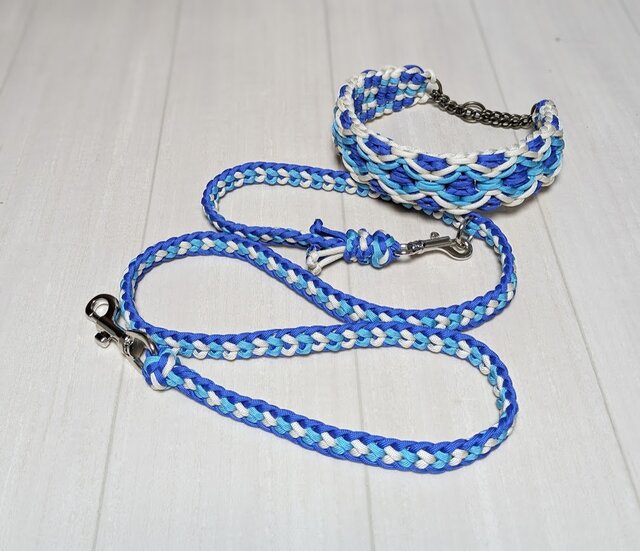 パラコード ハーフチョークチェーンタイプ 大型犬用（首回り40cm、頭