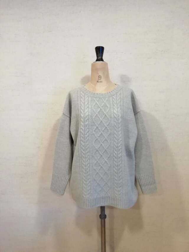 【2025新作♡】超極上♡しっかりあたたか♡毛100％ケーブルプルオーバー　ペールグレー