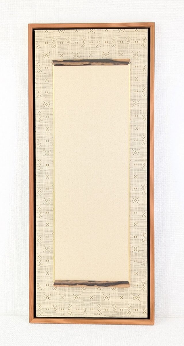 h様専用ページ] 天然木 無垢 吉野杉材、黒柿 表具裂地 大短冊掛け