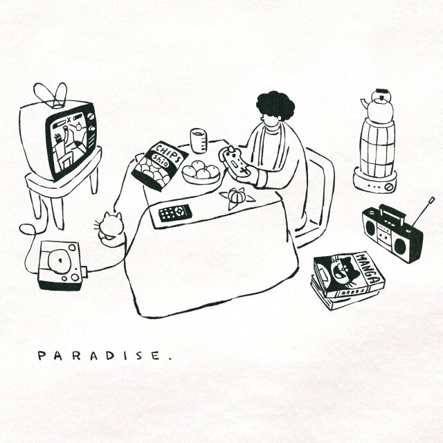 半袖Tシャツ『パラダイスインドア』メンズ レディース スイーツ ホワイト