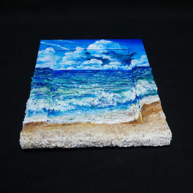 油絵 油彩 油彩画 絵 絵画 【夏の砂浜の海】ミニ絵画 | iichi 日々の