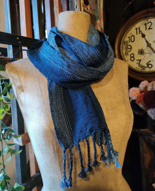 残糸利用　綿マフラー　送料無料　[糸と糸]