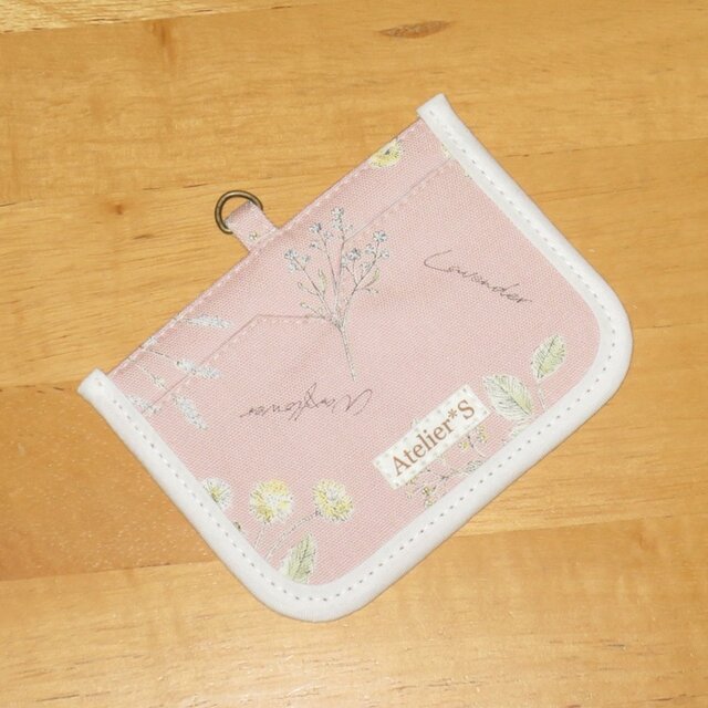 カードホルダー/パスケース★草花柄（ピンク）