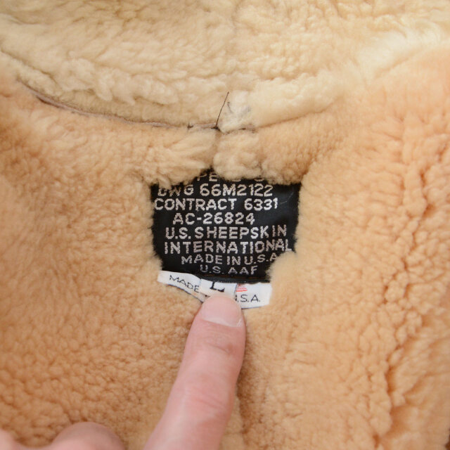 US SHEEPSKIN B-3 ムートン フライトジャケット 80s USA製 Lサイズ