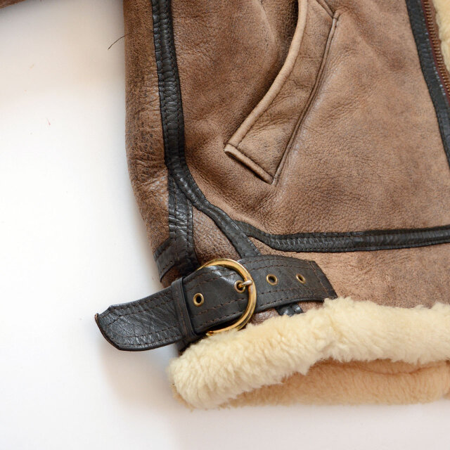 名作 80s USA B-3 ムートン フライト ジャケット L 韓国製 羊革 80s US SHEEPSKIN シープスキン B-3 ムートン フライトジャケット
