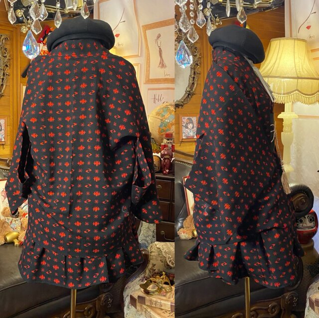 和洋折衷アンサンブル着物リメイクワンピース 帯サッシュベルト付き