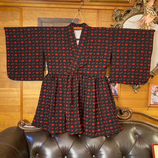 和洋折衷アンサンブル着物リメイクワンピース 帯サッシュベルト付き
