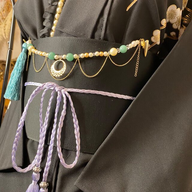 帯飾り 天然石 和洋折衷 和ロリータ ハンドメイド アクセサリー 幸運の 