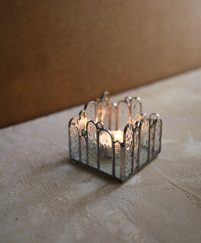 《ポルカドット》クリアガラスのキャンドルホルダー ✤ステンドグラス