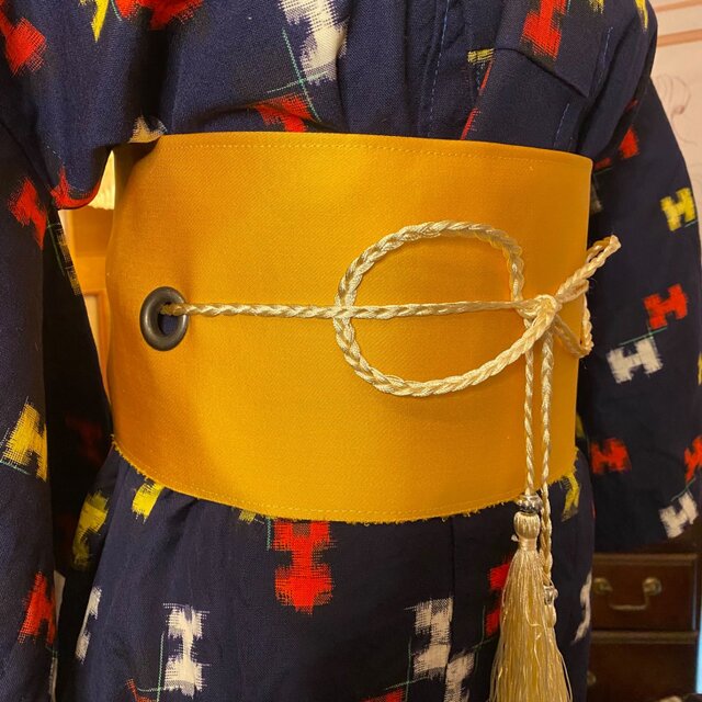和洋折衷 セミロング ワンピース 着物アンサンブル 帯サッシュベルト付き ハンドメイド レトロ 古着 深みのある朱赤 aKW-124 和洋折衷セミロングワンピース 着物アンサンブル 帯サッシュベルト付き