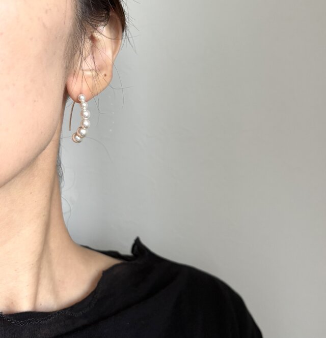 14kgf pearl marquise マーキスピアス クリスタルパール | iichi 日々