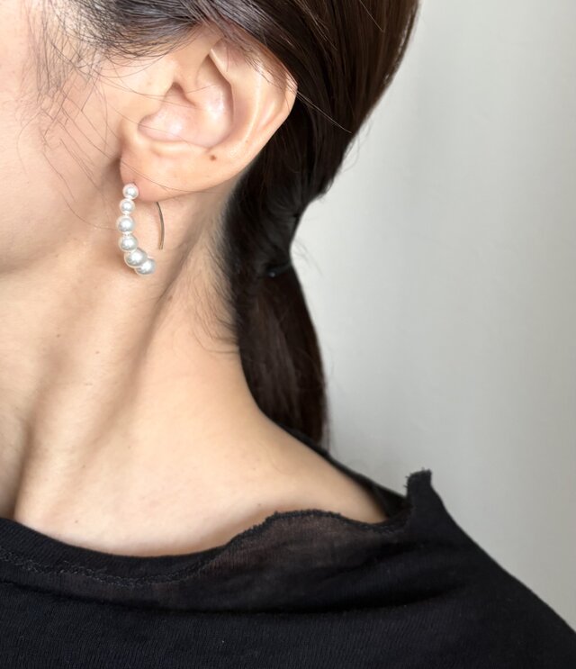 14kgf pearl marquise マーキスピアス クリスタルパール | iichi 日々