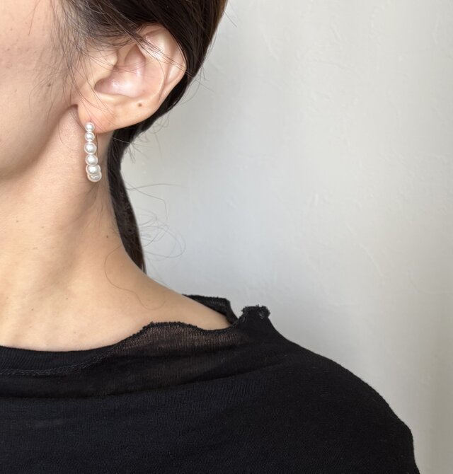 14kgf pearl marquise マーキスピアス クリスタルパール | iichi 日々