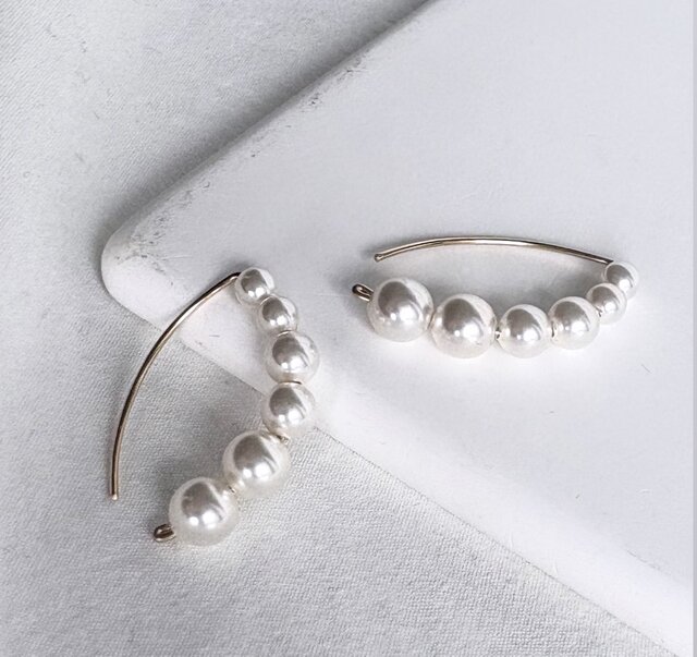 14kgf pearl marquise マーキスピアス クリスタルパール | iichi 日々