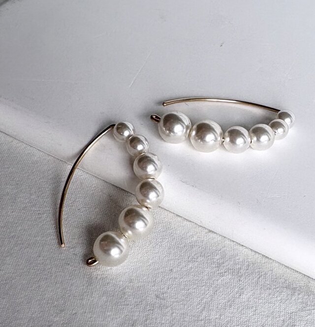 14kgf pearl marquise マーキスピアス クリスタルパール | iichi 日々