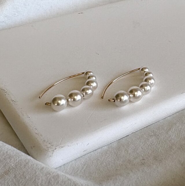 14kgf pearl marquise マーキスピアス クリスタルパール | iichi 日々