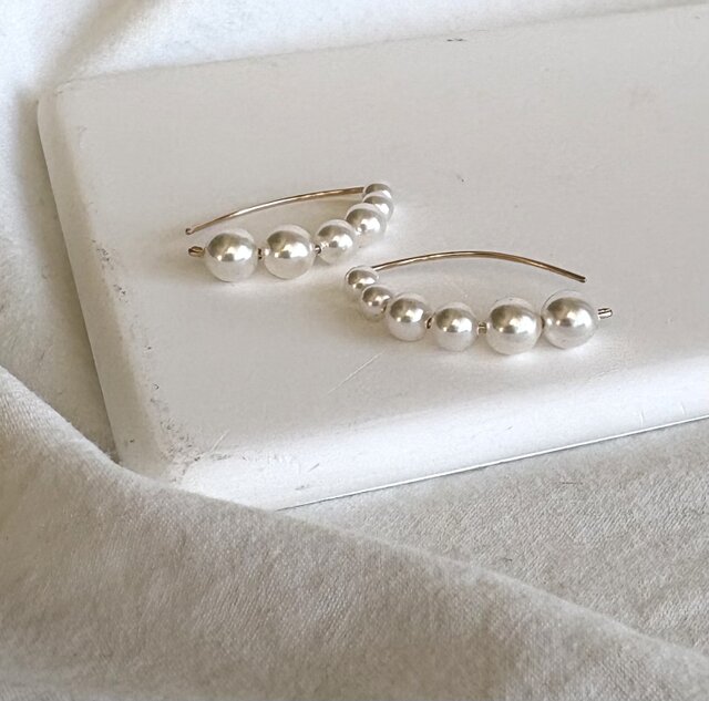 14kgf pearl marquise マーキスピアス クリスタルパール | iichi 日々