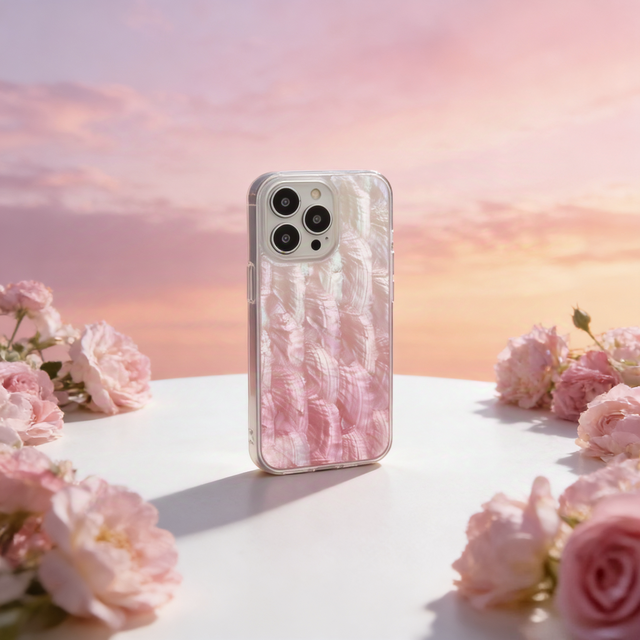 iPhone 17 16 15 14 13 ケース 螺鈿風 天然貝シェル 日没 全機種対応 ソフト 耐衝撃カバー ケース