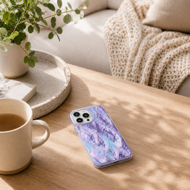 天然貝シェル 螺鈿風iPhoneケース〈夢〉青紫オーロラ | iichi 日々の