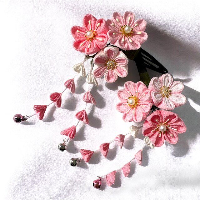 つまみ細工 七五三 3歳 ピンク｜姉妹・双子でおそろい髪飾り