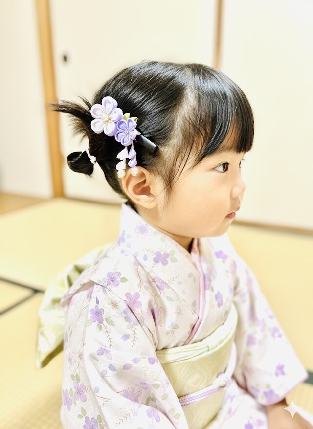 七五三髪飾りセット つまみ細工 パステルカラー 白色×桜色 7-32 つまみ細工 つまみ細工飾り ハレノヒ 花髪飾り 華やか パステルカラー