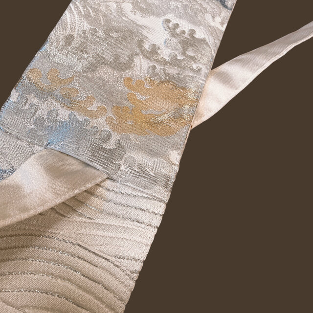 帯サッシュベルト☆ [21］フォーマル 波白 着物リメイク 帯リメイク