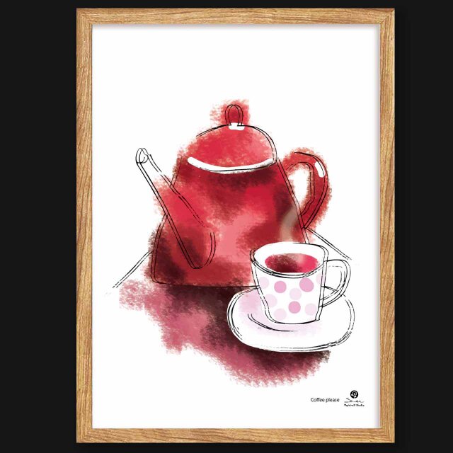 コーヒーどうぞ　送料無料 　イラスト　A4〜A0　ポスター　アートポスター　アート/sei検索新着順　3821