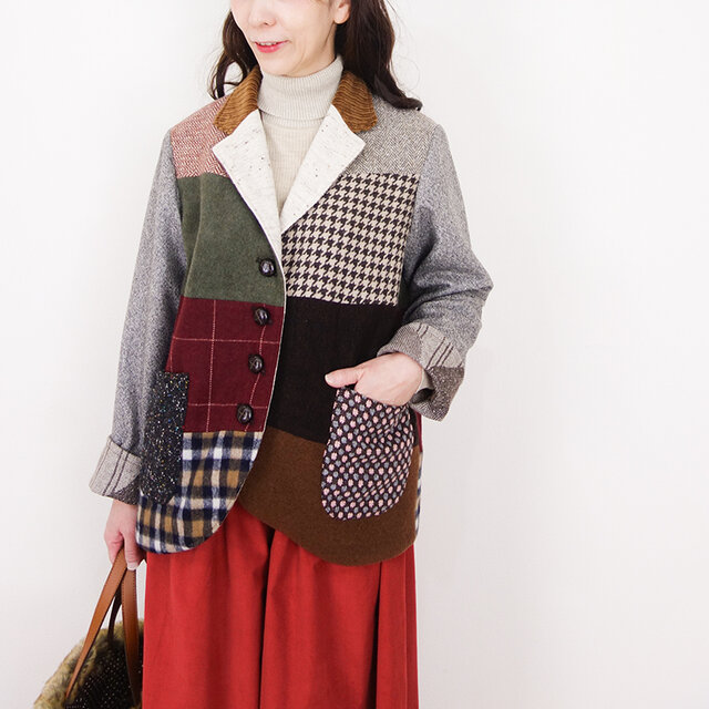 [予約販売] ウールミックス・パッチワークテーラージャケット