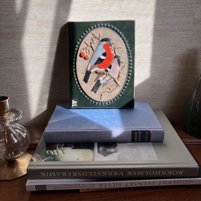 北欧＊二羽の小鳥の陶板／ジィガントフタ／Jie Gantofta／陶器の壁飾り