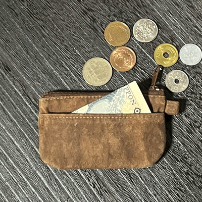柿渋染めポケット付き小銭入れK25100