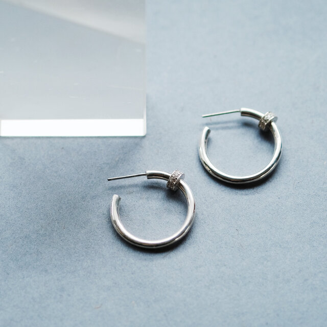 ストーン フープ ピアス シルバー925