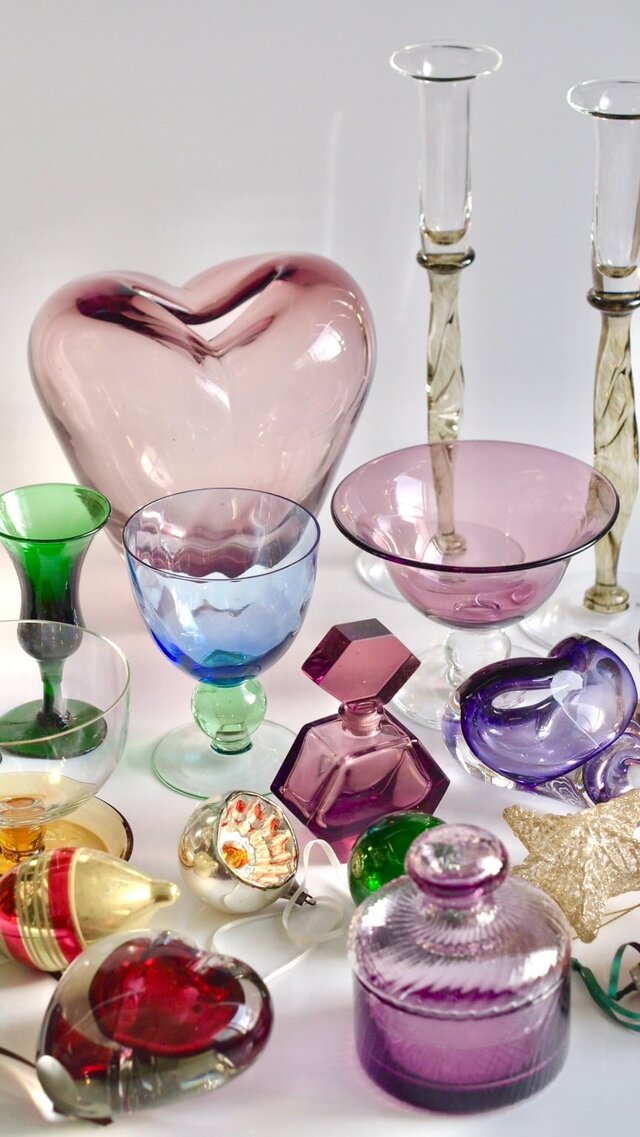 Bornholms Glasamfi】デンマーク製/直筆サイン入りヴィンテージ/ガラス