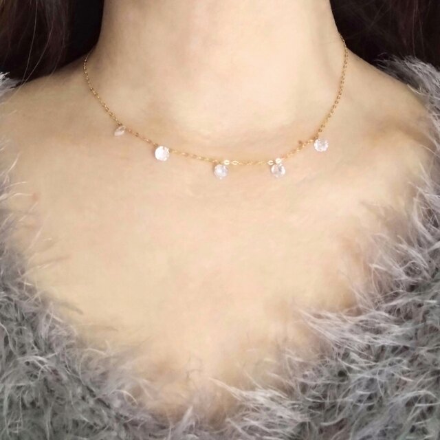 贈り物♡ご褒美に】14kgf☆ジルコニアクリスタルのネックレス | iichi
