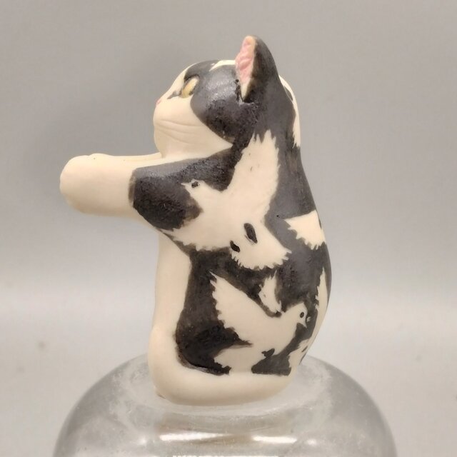 一輪ねこ　鳩模様