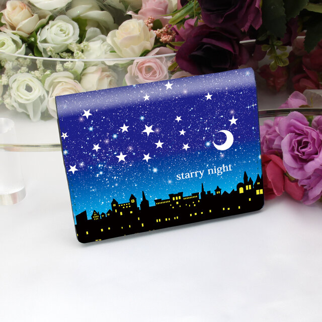定期入れ/パス入れ/名刺入れ  カードケース 【星空の夜（starry night）】（名入れ可）