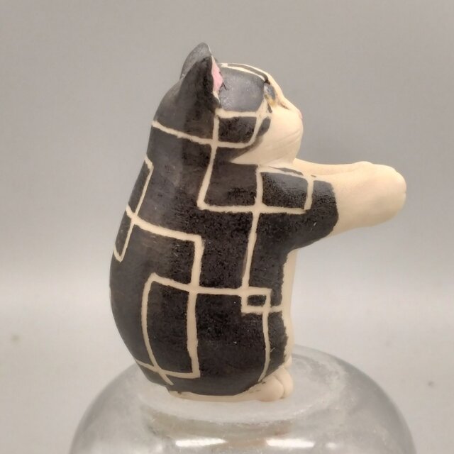 一輪ねこ　四角模様