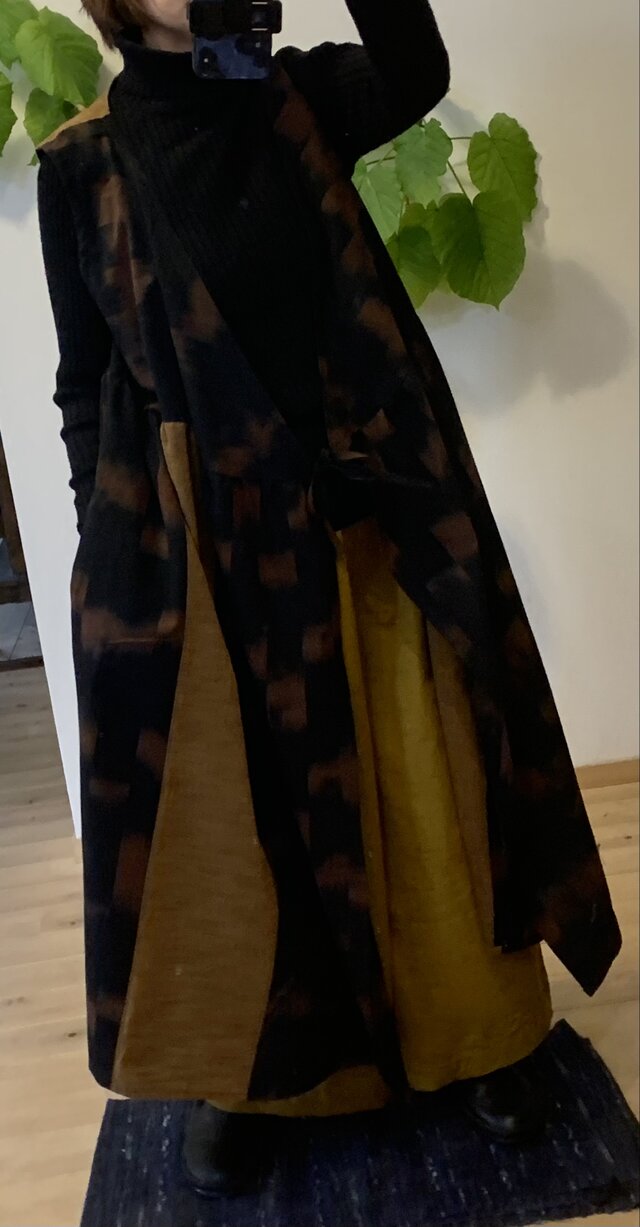 久留米絣のカシュクールロングロングベスト