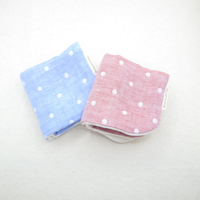 ふわもこハンカチ｜ドット×無添加-Dots × Natural Cotton-｜L・20×20cm｜８重ガーゼハンカチ