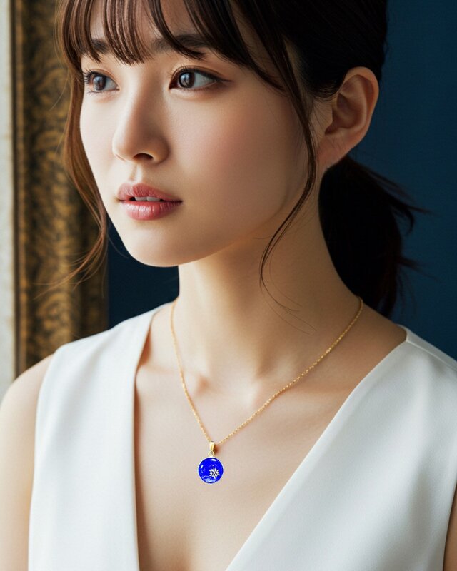 星霜のしずく】 雪の結晶ネックレス ウルトラマリン×スカイブルー